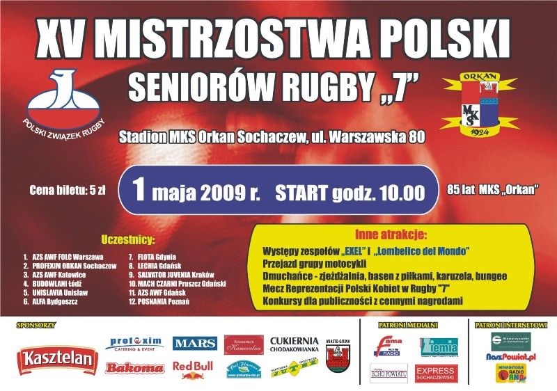 15. Mistrzostwa Polski Seniorów w Rugby "7" nowy plan gier